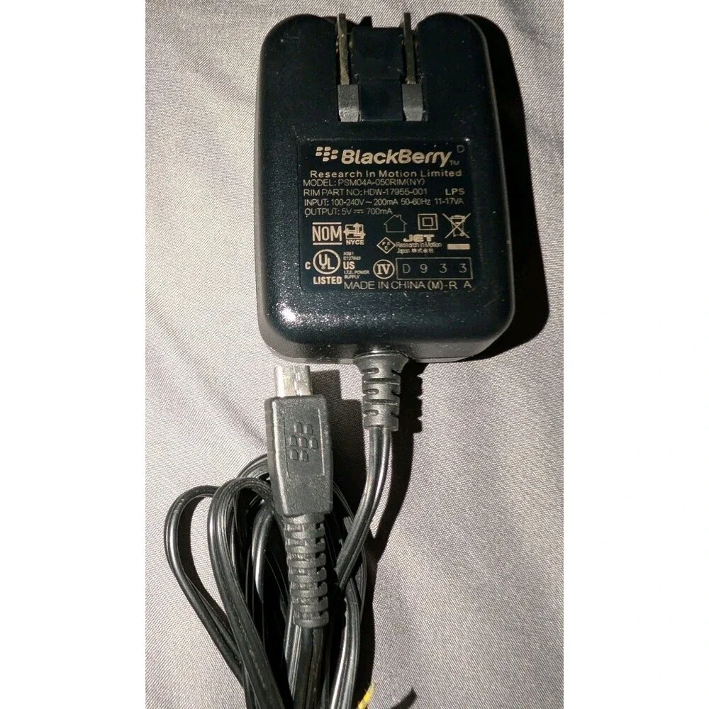 BlackBerry Mini USB Phone Charger Wall Plug Power Adapter Black Great Condition